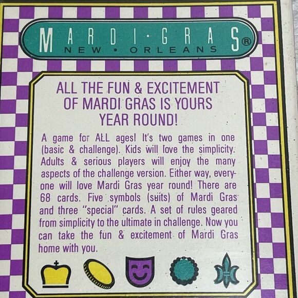 Vintage Mardis Gras The Most Unique card Game In The World 1982 World’s Fair - Picture 5 of 8